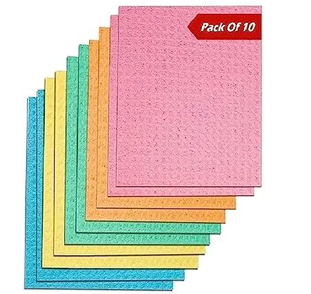 Tidy Home Cellulose Cleaning Sponge for Home Kitchen Pack of 10 Wipes Multicolour 