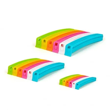 Tosaa 18 Pcs 3 Different Size Plastic Food Snack Bag Pouch Clip Sealer Large Medium Small Plastic Snack Seal Sealing Bag Clips Vacuum Sealer Multicolor 