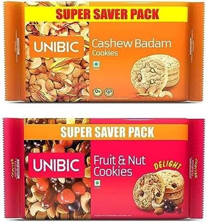 Unibic Cashew and Fruit n Nut Cookies Combo 500g x 2