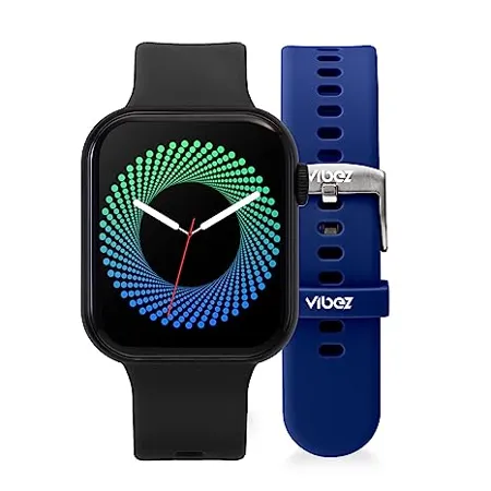 Vibez by Lifelong Smartwatch for Men 1 85 HD Display One Watch Two Straps Bluetooth Calling Multiple Watch Faces Health Tracker 7 Day Battery VBSWM180 Hype Series 