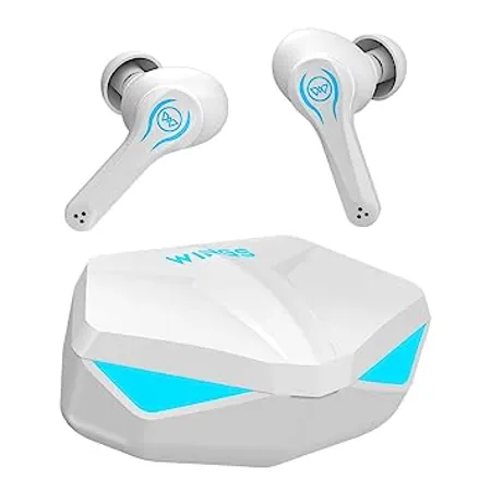 Wings Phantom Earphones Wireless Earbuds with 50ms Low Latency 40Hrs Playtime LED Battery Indicator MEMS Mic Bluetooth 5 3 IPX5 Resistant for Best Calling TWS Headphones White 