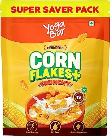 Yogabar Cornflakes Original Healthy Crunchy Breakfast cereals with Probiotics 850g Original and Healthier Low Fat Cholesterol High Fibre Deliciously Crunchy All Natural CornFlakes Breakfast Cereal