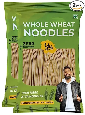 Yu Whole Wheat Noodles 100 Atta Zero Maida Easy to Digest Healthy Noodles No Preservatives 100 Natural Just Boil Ready in 5 mins Serves 6 300g Pack of 2 