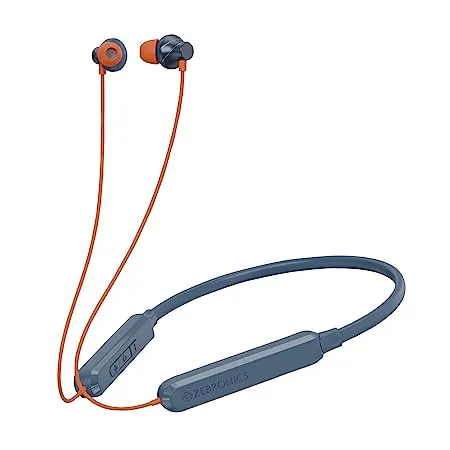 ZEBRONICS Jumbo LITE with 70 Hours Backup Bluetooth v5 2 Wireless in Ear Neckband Fast Charging ENC Calling Gaming Mode Upto 50ms Voice Assistant Dual Pairing Splash Proof and Type C Navy 