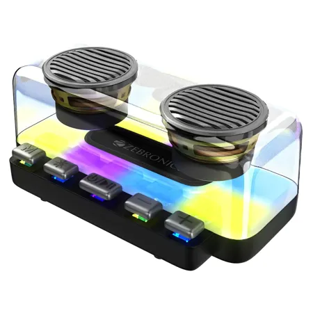 ZEBRONICS Music Bomb 20 15W Output Portable Wireless Speaker 36h Backup TWS Bluetooth 5 0 FM Radio AUX USB mSD and Mechanical Switches