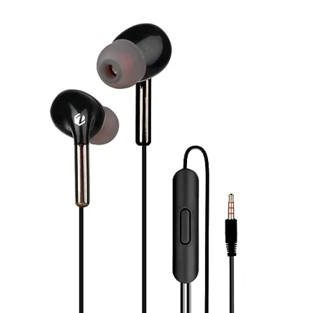 ZEBSTER Peak with Tangle Free Design 10mm Drivers in line Mic Deep Bass 1 2m Cable Gold Plated 3 5mm Jack Black 