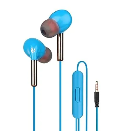 ZEBSTER Peak with Tangle Free Design 10mm Drivers in line Mic Deep Bass 1 2m Cable Gold Plated 3 5mm Jack Blue 