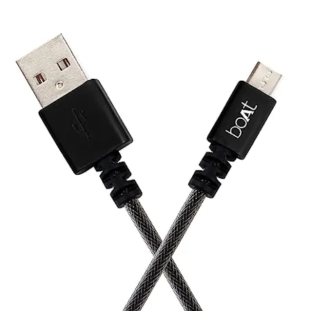 boAt Micro USB 500 Tangle free Sturdy Micro USB Cable with 3A Fast Charging 480mbps Data Transmission 10000 Bends Lifespan Extended 1 5m Length Black 