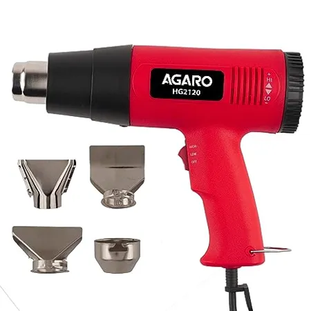 AGARO 2000W Heat Gun HG2120 Dual Temperature and Air Flow Control with 4 Nozzle Attachments Hot Air Gun Heating helps in Shrink Wrapping Paint Removal Wire Shrinking Crafting