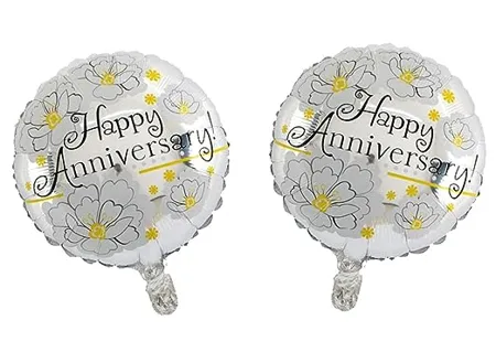 AMFIN Pack of 2 17 Inch Happy Anniversary Round Foil Balloons Happy Anniversary Balloons for Decoration Birthday Theme Party Decorations Design 1 