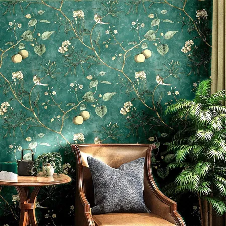 ANNA CREATIONS Self Adhesive Wallpaper Waterproof Vinyl Stickers Wooden Door Wardrobe Desktop PVC Wall Papers 18 x 120 inch Green Cherry 