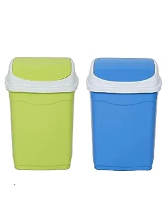 ARISTO Plastic Swing Lid Garbage Bucket Dustbin Combo 16 L Green Blue 