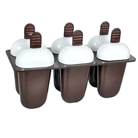 ATEVON Plastic Ice Candy Maker Kulfi Maker Moulds Set with 6 Cups Multicolour 