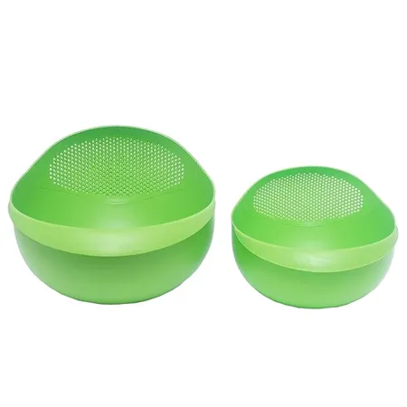 ATEVON Strainer Colander Set Fruit Basket Pasta Strainer Vegetable Strainer Kitchen Sieve Unbreakable 2 Pieces Big Green 