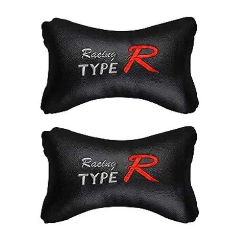 Allextreme EXCHNP2 PU Leather Car Headrest Neck Head Pillow Cushion with Adjustable Straps for SUV Travel Seat Random Colors 2 Pcs 