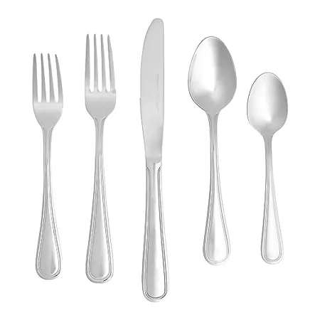 Amazon Basics 20 Piece Stainless Steel Crown Flatware Set Service for 4