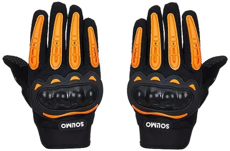 Amazon Brand Solimo Bike Riding Gloves with TPR Finger Armour Black Orange XL