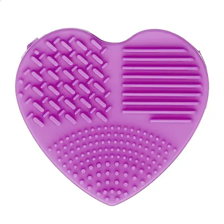 Amazon Brand Solimo Makeup Brush Cleaning Mat Heart Pattern Purple