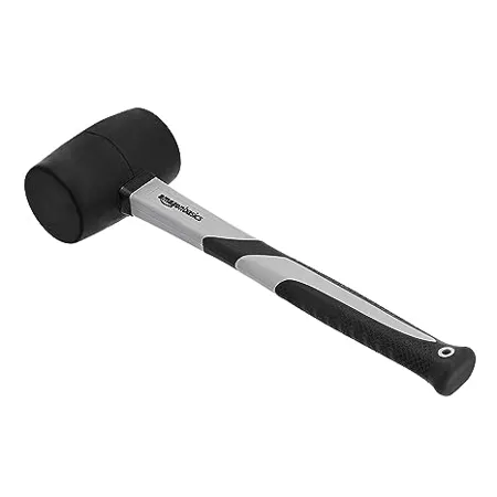 AmazonBasics Rubber Mallet with Shock Absorbing Fibreglass Handle Textured Cushion Grip 450g