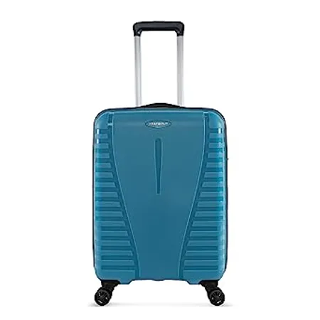 Aristocrat Airpro 66 Cms Medium Check in Plastic Hard Sided 8 Wheels Spinner Wheels Luggage Suitcase Cross Teal Blue 