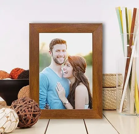 Art Street Synthetic Wood Brown Wall Table Photo Frame Picture Size 5 inches X 7 inches with Stand 