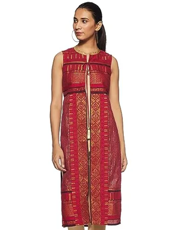Aurelia Womens Tie Up Neck Printed Gilet