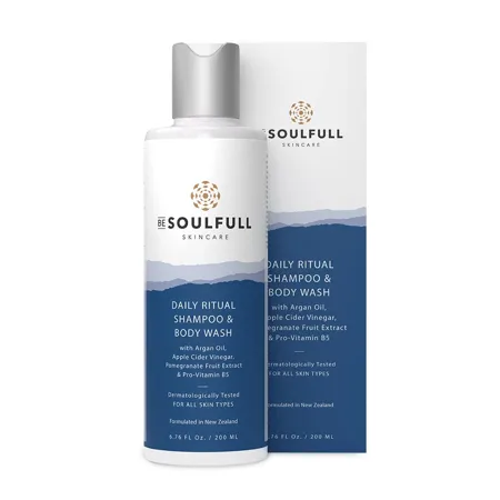 BE SOULFULL 2 In 1 Shampoo Body Wash with Argan Oil Head To Toe Cleanser for Everyday Use Sulfate Free Body and Hair Wash 200ml