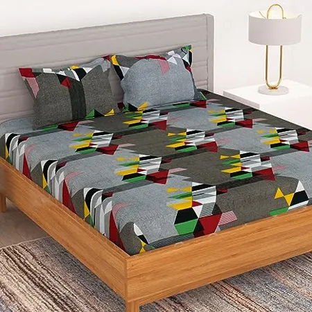 BEDSPUN 150 TC Microfiber 1 U Double Size Bed Sheet with 2 Pillow Covers 220 X 225 cm or 86 X 88 inch Gray