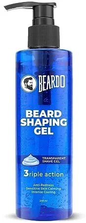Beardo Beard Shaping Gel 200ml 3riple Action Transparent Shaving Gel for Men Anti Redness Sensitive Skin Calming Intense Cooling