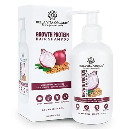 Bella Vita Organic Growth Protein Shampoo For Hair Volume Hair Fall Anti Dandruff Frizz Control Shine Strength 200ml