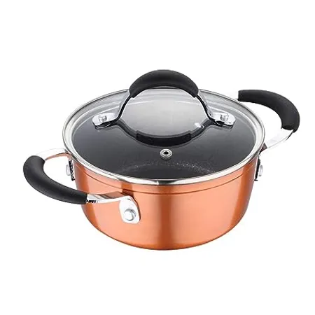 Bergner Infinity Chefs Forged Aluminium Non Stick Casserole with Glass Lid 16 cm 1 3 Litres Induction Base Copper 