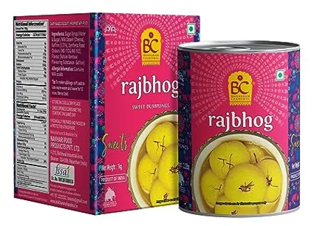 Bhikharam Chandmal Rajbhog Tin Sweets Open Eat Indian Sweets 1 Kg Kesar Falvoured 10 Pieces Big Size 