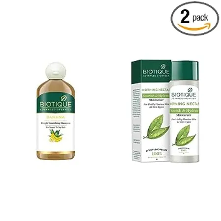 Biotique Banana Deeply Nourishing Hair Shampoo for Normal to Dry Hair 300ml Biotique Morning Nectar Flawless Skin Moisturizer For All Skin Types 190Ml