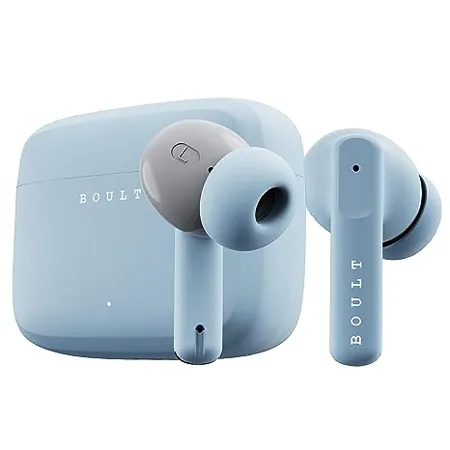 Boult Audio Newly Launched Z60 Truly Wireless in Ear Earbuds with 60H Playtime Quad Mic ENC Clear Calling 50ms Low Latency Gaming IPX5 Ear Buds TWS Bluetooth 5 3 13mm Bass Drivers Powder Blue 