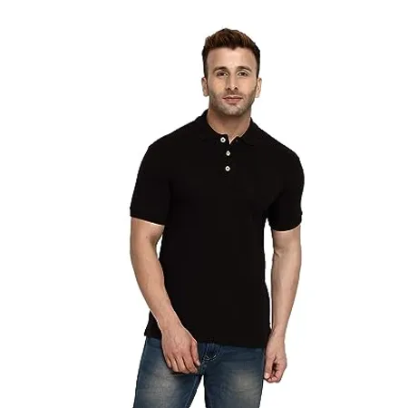 CHKOKKO Men s Cotton Regular Fit Half Sleeves Polo T Shirt