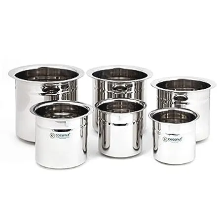 COCONUT Stainless Steel Container 500ml 6 Pieces Silver