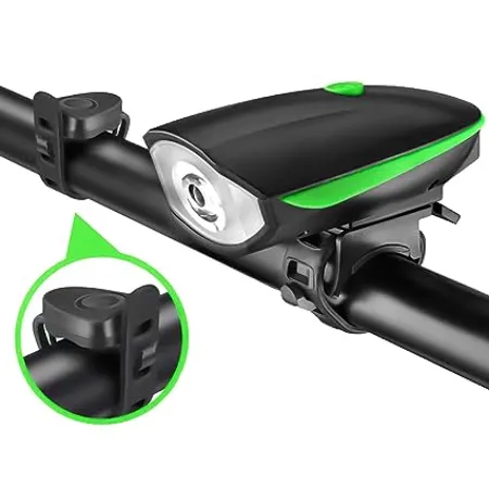 Carzex Rechargeable Rubber Cycle Super Bright Light Horn with High Low Flashing Beam Function and 140 DB Sound with 5 Different Horn Modes Color May Vary Red Green 