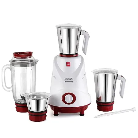 Cello Grind N Mix Elite Mixer Grinder 500 Watts 3 Stainless Steel Jar and 1 Juicer Jar Maroon