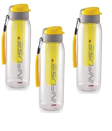 Cello Infuse Plastic Water Bottle Set 800ml Set of 3 Yellow
