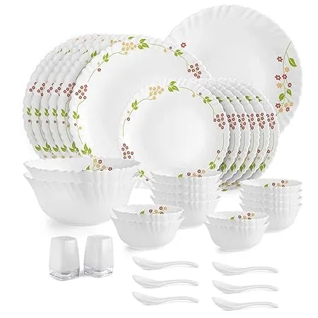 Cello Opalware Dazzle Secret Garden Dinner Set 35Pcs White