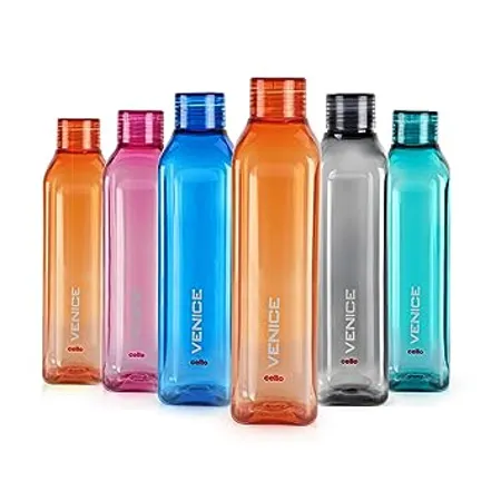 Cello Venice Plastic Water Bottle 1L Set of 6 Multicolour