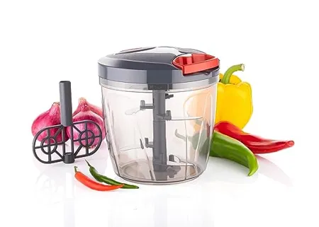 Clazkit Plastic Kitchen Dori Handy Vegetable and Fruit Manual Onion Dry Fruit Salad Maker Vegetable Quick String Chopper Machine Cutter 3 Stainless Steel Blades 950ml Color May Vary 