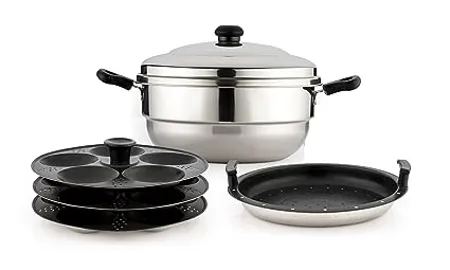 Coconut Adigas Stainless Steel with Non Stick Idly Steamer 15 Idli