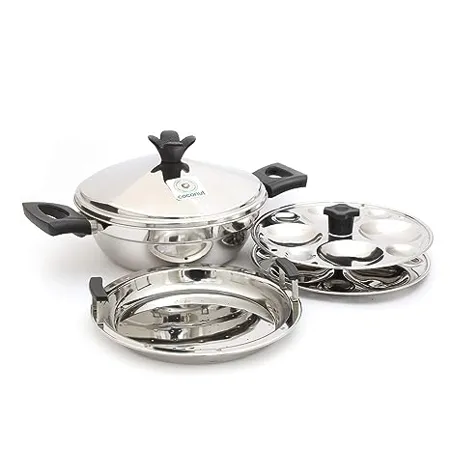 Coconut Stainless Steel Dakshin MultiKadai Idly Steamer 8 Idly Diamater 9 5 Inches