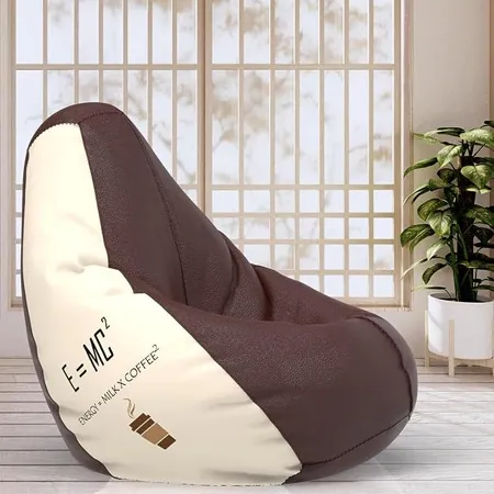 ComfyBean Bag with Beans Filled XXL Official Jack Mayers Bean Bags for Teenagers Max User Height 4 5 5 Ft Weight 45 50 Kgs Model e mc2 Brown Cream 