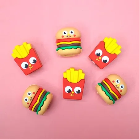 Crackles Cute Fast Food French Fries and Burger Pencil Sharpener for School Kids Boys and Girls and Birthday Return Gifts Pack of 2