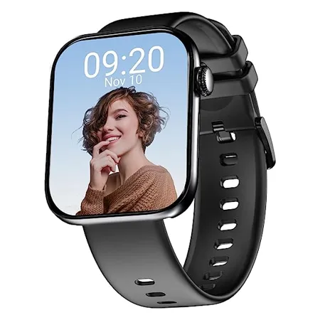 CrossBeats Spectra Max Super AMOLED Always on Display AOD Smart Watch Large 1 81 Inch 368 448 Retina Resolution Smartwatch AI ENC BT Calling Rotating Crown Controls 150 Sports Modes Black 