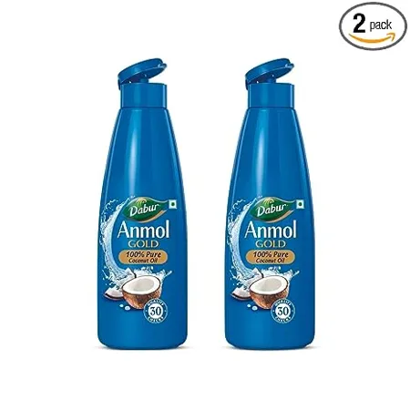 Dabur Anmol Gold 100 Pure Coconut Oil 600ml Pack of 2 Natural Nariyal Tel Sourced from Handpicked Sundried Coconuts Multipurpose Oil