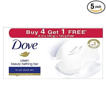 Dove Cream Beauty Bathing Bar 125 g 4 1 Free Combo With Moisturising Cream for Softer Glowing Skin Body Nourishes Dry Skin more than Bar Soap