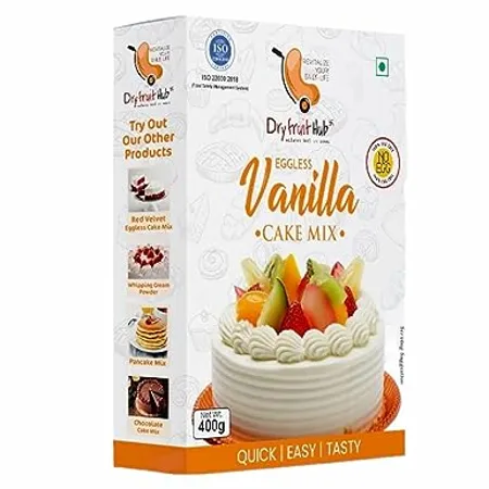 Dry Fruit Hub Cake Premix Eggless Vanilla Flavoured 400gm Vanilla Premix Cake Powder Vanilla Cake Mix Vanilla Powder for Cake Vanilla Premix for Cake Making